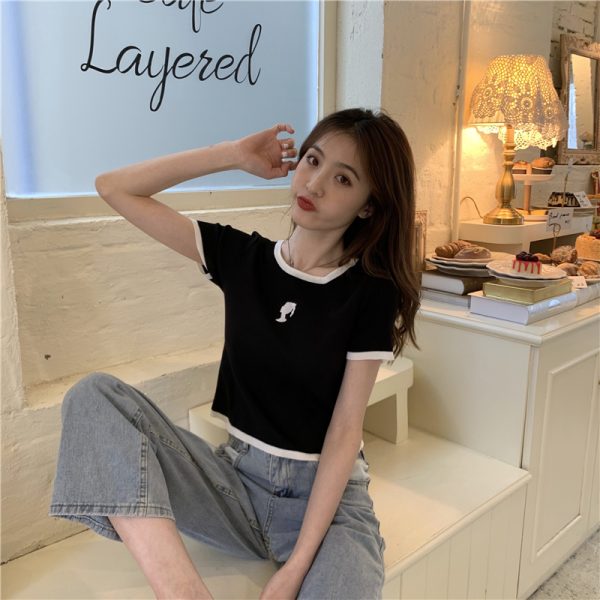 Mixed colors sweater round neck tops for women